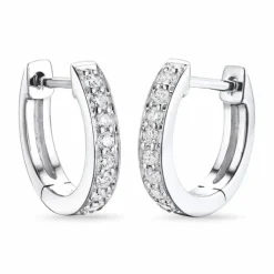 12 mm diamant creoler i 14 karat hvidguld med diamant
