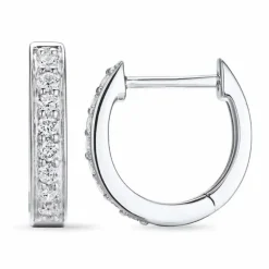 12 mm diamant creoler i 14 karat hvidguld med diamant