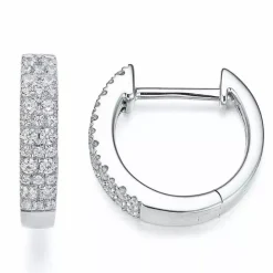 13 mm diamant creoler i 14 karat hvidguld med diamant