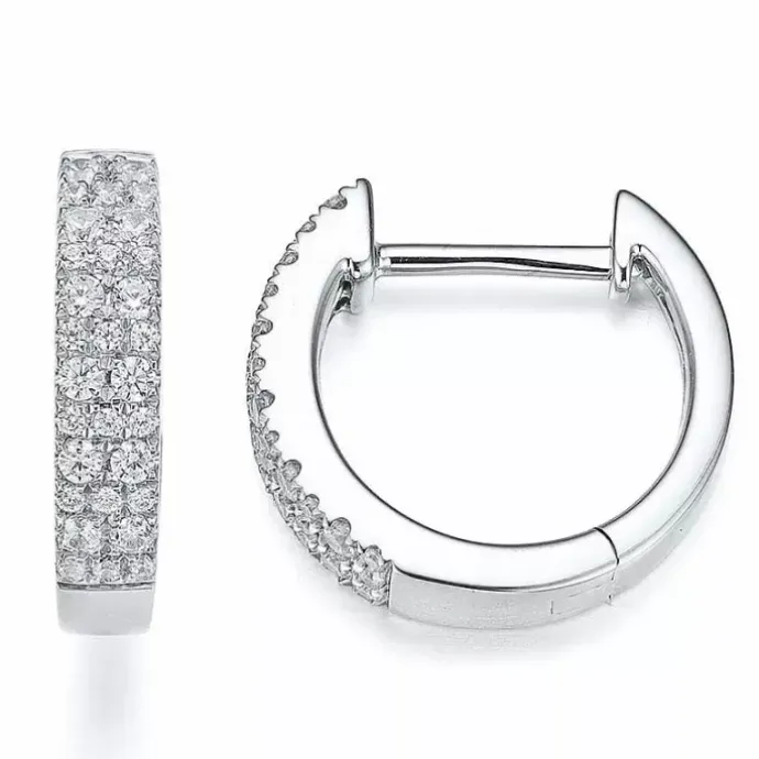 13 mm diamant creoler i 14 karat hvidguld med diamant