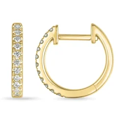 12,5 mm diamant creoler i 14 karat guld med diamant