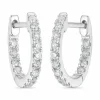 12 mm diamant creoler i 14 karat hvidguld med diamant