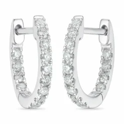 12 mm diamant creoler i 14 karat hvidguld med diamant