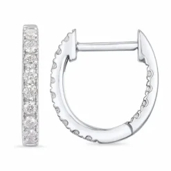 12 mm diamant creoler i 14 karat hvidguld med diamant