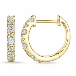13,5 mm diamant creoler i 14 karat guld med diamant
