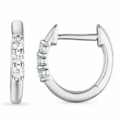 12 mm diamant creoler i 14 karat hvidguld med diamant