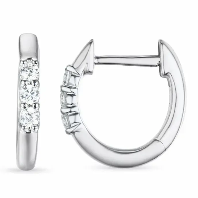 12 mm diamant creoler i 14 karat hvidguld med diamant