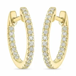 15 mm diamant creoler i 14 karat guld med diamant
