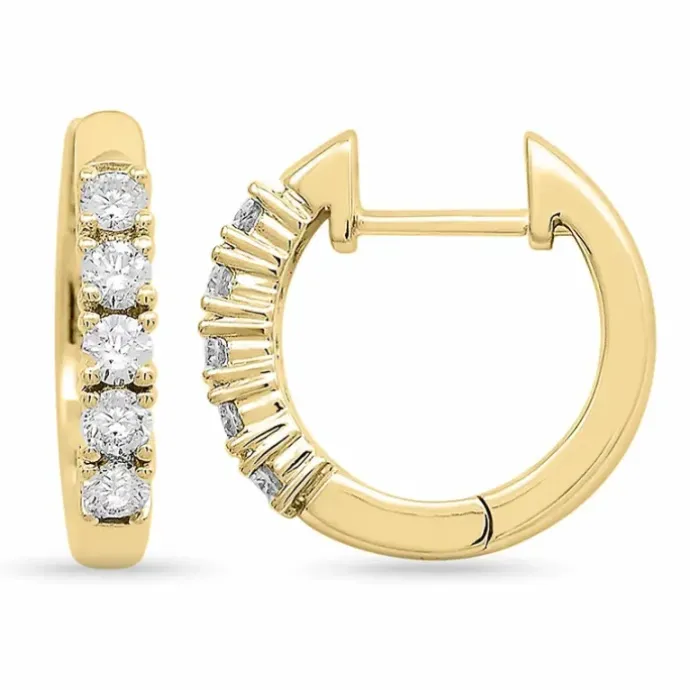 14 mm diamant creoler i 14 karat guld med diamant