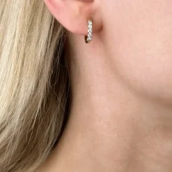 14 mm diamant creoler i 14 karat guld med diamant
