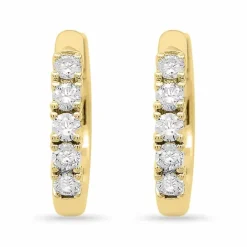 14 mm diamant creoler i 14 karat guld med diamant