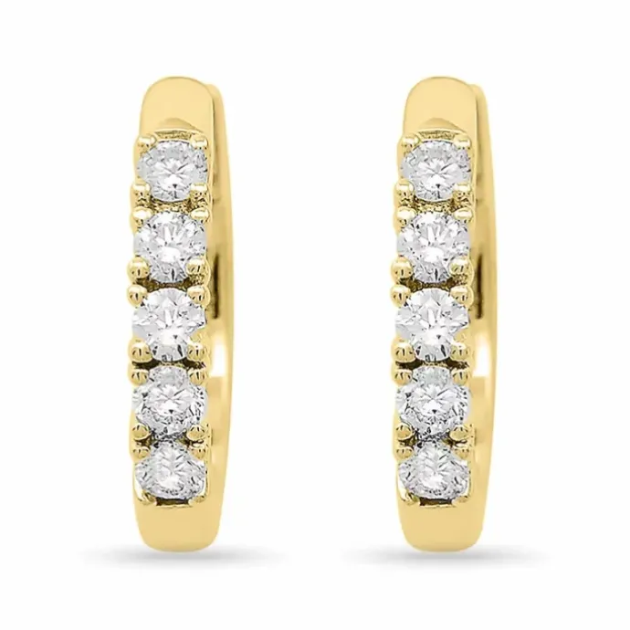 14 mm diamant creoler i 14 karat guld med diamant