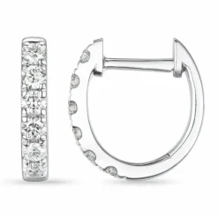 11 mm diamant creoler i 14 karat hvidguld med diamant