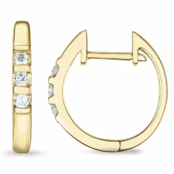 15 mm diamant creoler i 9 karat guld med diamant