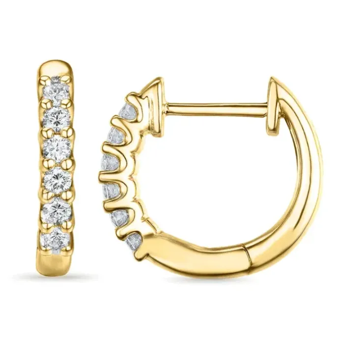 13 mm diamant creoler i 14 karat guld med diamant