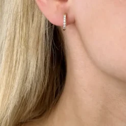 13 mm diamant creoler i 14 karat guld med diamant