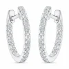 14 mm diamant creoler i 14 karat hvidguld med diamant