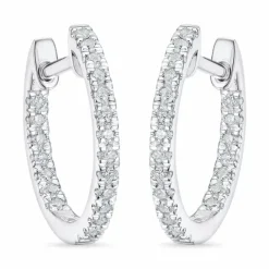 14 mm diamant creoler i 14 karat hvidguld med diamant