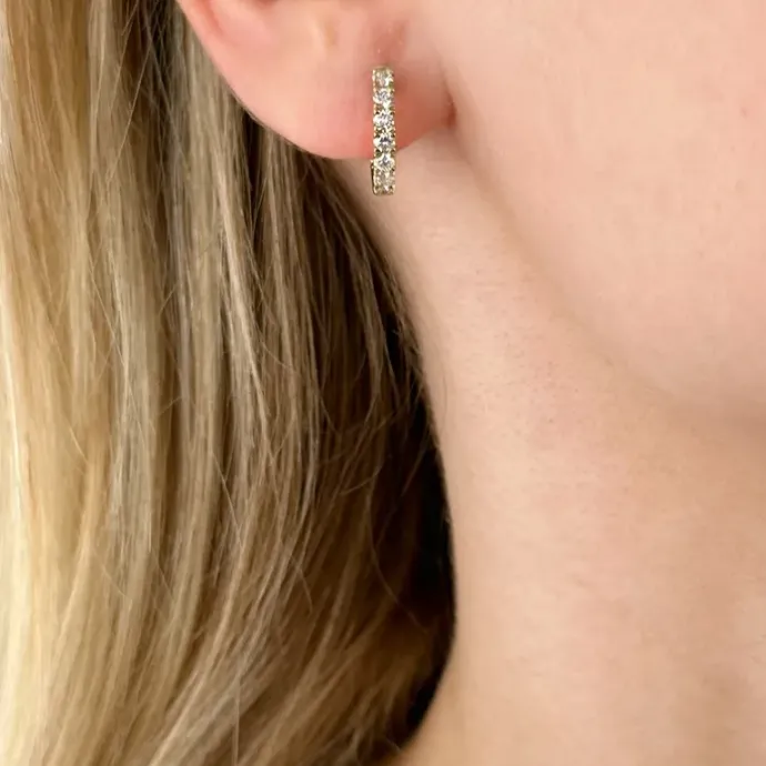 14 mm diamant creoler i 14 karat guld med diamant