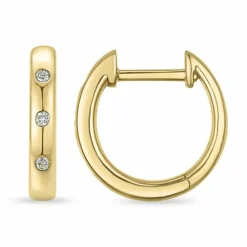 13 mm diamant creoler i 14 karat guld med diamant