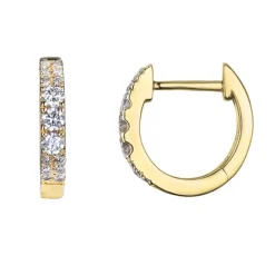 12 mm diamant creoler i 14 karat guld med diamant
