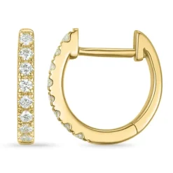 12,5 mm diamant creoler i 14 karat guld med diamant