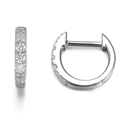 12 mm diamant creoler i 14 karat hvidguld med diamant
