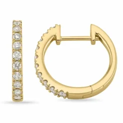15 mm diamant creoler i 14 karat guld med diamant