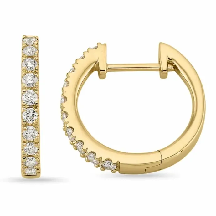 15 mm diamant creoler i 14 karat guld med diamant