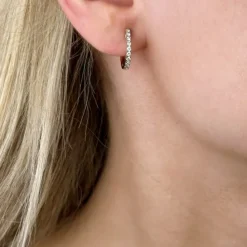 15 mm diamant creoler i 14 karat guld med diamant