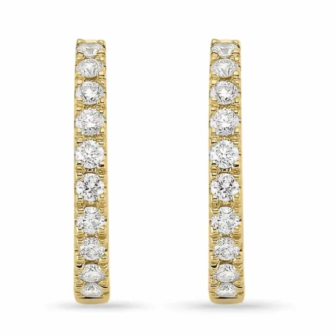 15 mm diamant creoler i 14 karat guld med diamant