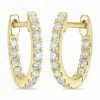 12 mm diamant creoler i 14 karat guld med diamant