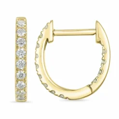 12 mm diamant creoler i 14 karat guld med diamant