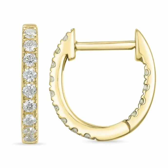 12 mm diamant creoler i 14 karat guld med diamant