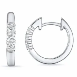 15 mm diamant creoler i 14 karat hvidguld med diamant