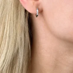 15 mm diamant creoler i 14 karat hvidguld med diamant
