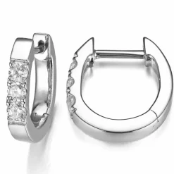 12,5 mm diamant creoler i 14 karat hvidguld med diamant