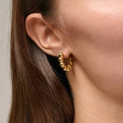 23 mm Enamel Ball Chunky creoler i forgyldt sølv