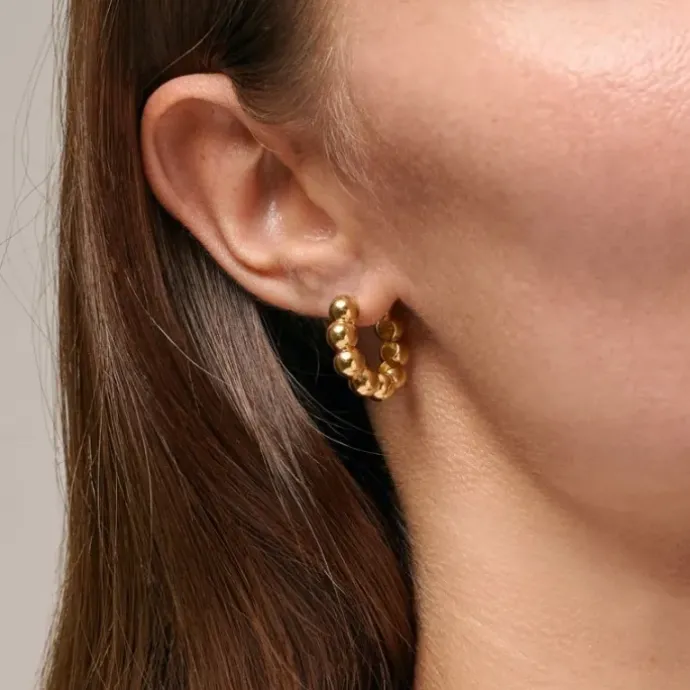 23 mm Enamel Ball Chunky creoler i forgyldt sølv