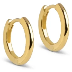 10 mm Enamel Chunky classic creoler i forgyldt sølv