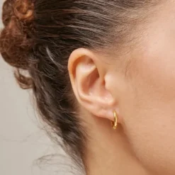10 mm Enamel Chunky classic creoler i forgyldt sølv