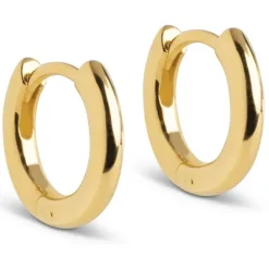 8 mm Enamel Chunky classic creoler i forgyldt sølv
