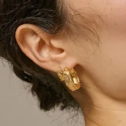 13,5 mm Enamel Nela creoler i forgyldt sølv