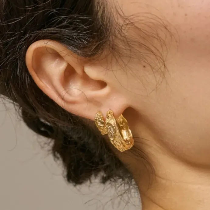 13,5 mm Enamel Nela creoler i forgyldt sølv