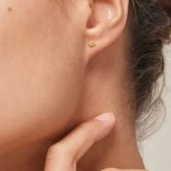 4 mm Enamel Rio Mini ørestikker i forgyldt sølv