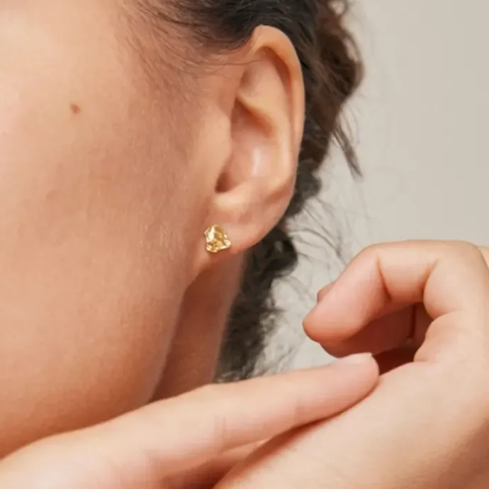 6 mm Enamel Rio ørestikker i forgyldt sølv