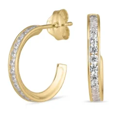 13 mm halvcreoler i 8 karat guld med zirkon