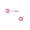 4 mm hjerte pink zirkon ørestikker i sølv