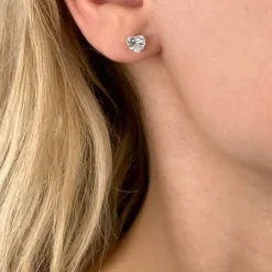 6 mm hjerte zirkon ørestikker i sølv