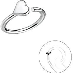 11 mm hjerter helix piercing i sølv